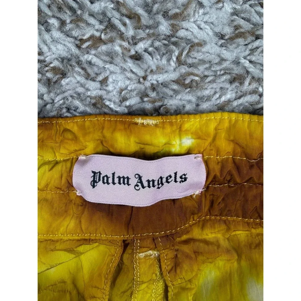 Palm Angels Tie-Dye Shell Cargo Pants Yellow Men's Size 46